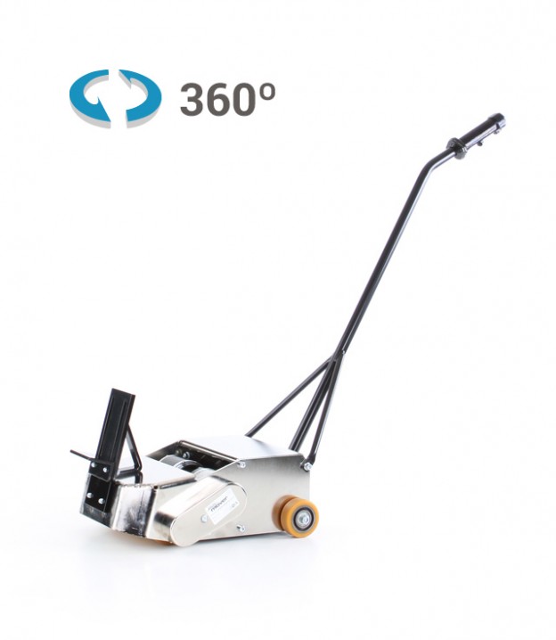 Low-profile floor jack with long handle