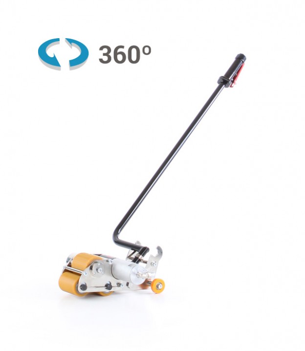 Long-handled floor roller with yellow rollers